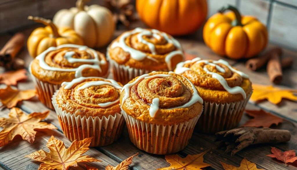 Pumpkin Cinnamon Roll Muffins