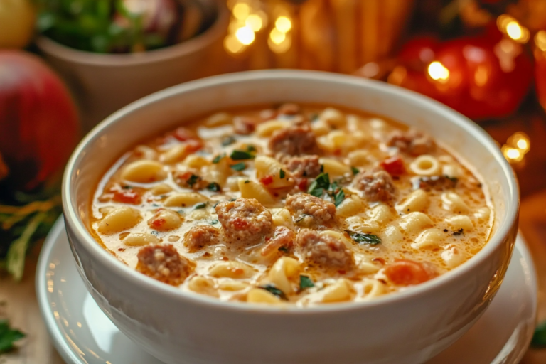 Creamy Parmesan Italian Sausage Ditalini Soup